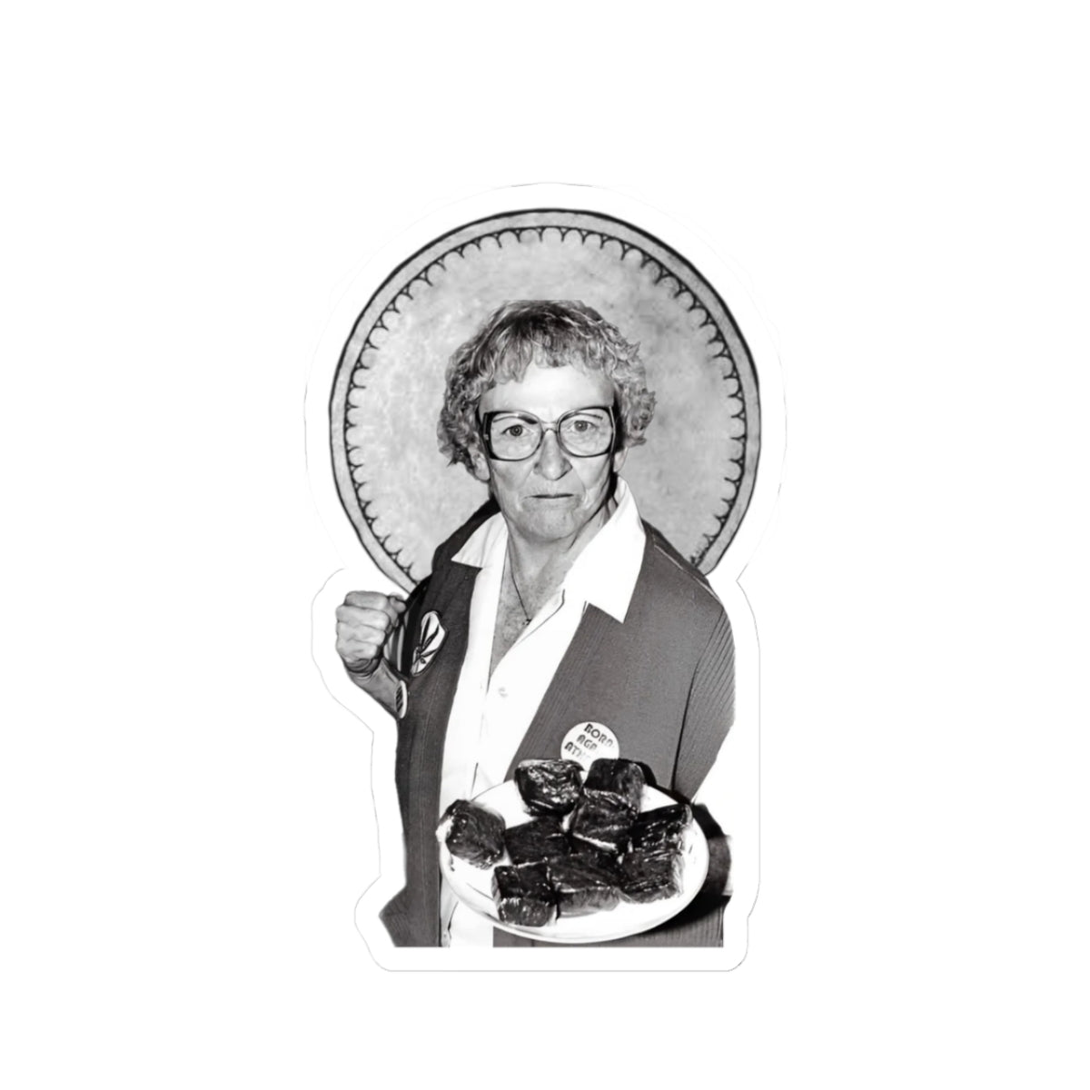 Patron Saint Kiss-Cut Sticker (B&W)